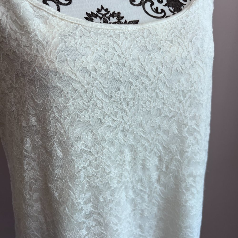 Ann Taylor LOFT Adjustable Strap Lace Front Cami Tank Top - Ivory - Size XL - Picture 5 of 6